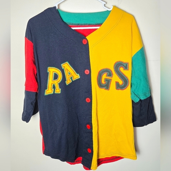 Other - Vintage 90's Men's Rags Color Block Snap Front Shirt, Size Medium